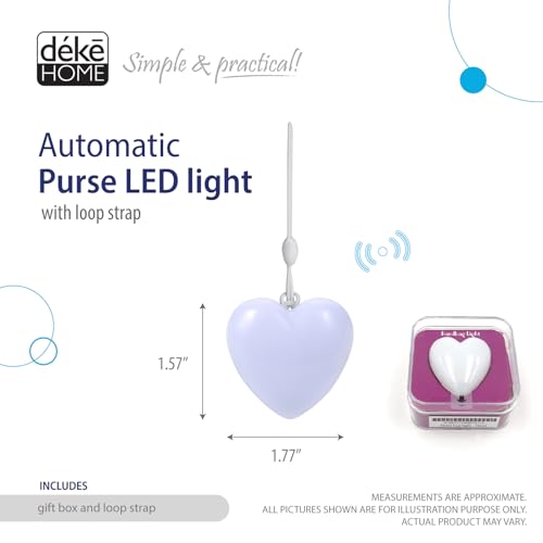 Deke Home - Heart Shaped Purse Light, Motion Sensor LED Handbag Lamp, Auto On Off Mini Travel Accessory for Backpack, Shoulder Bag, Crossbody, Tote, Night Use, Perfect for Concerts & Events - Image 2