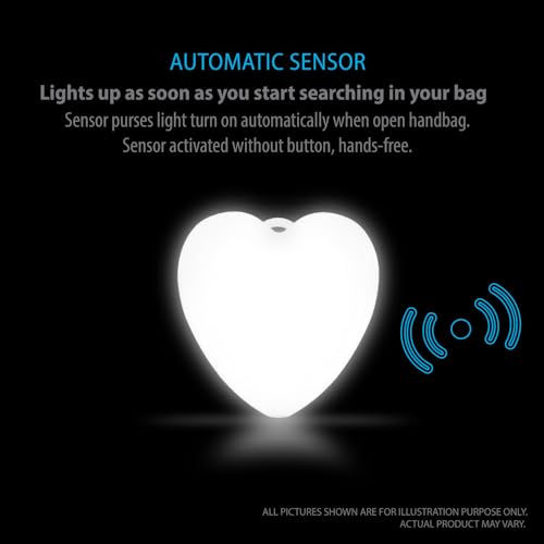 Deke Home - Heart Shaped Purse Light, Motion Sensor LED Handbag Lamp, Auto On Off Mini Travel Accessory for Backpack, Shoulder Bag, Crossbody, Tote, Night Use, Perfect for Concerts & Events - Image 4