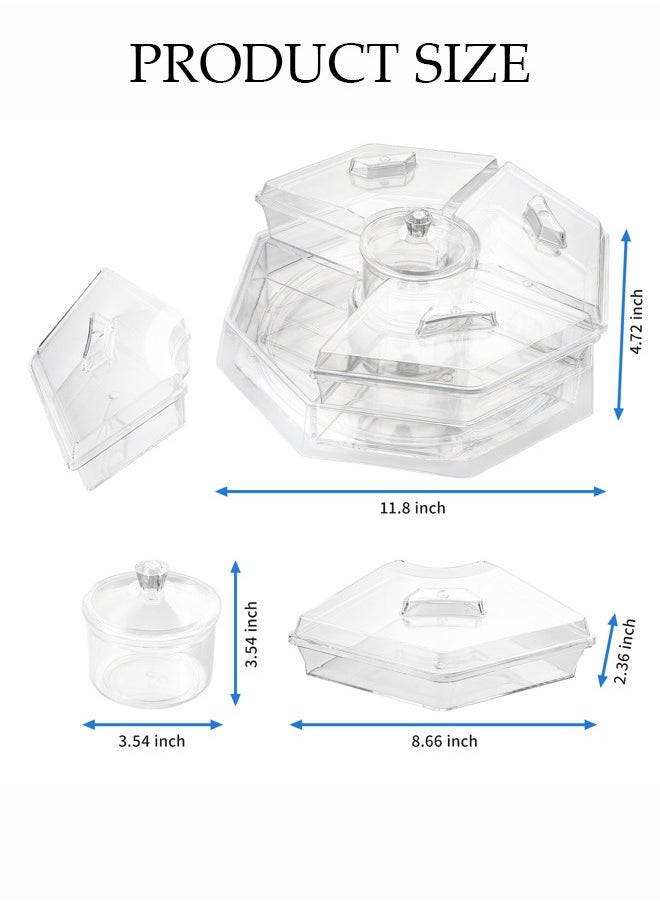 DUNISO Fruit Ice Tray,Ice Serving Tray, Chilled Vegetable Tray, Dinner Tray, Appetizer Platter For Party, Tiered Rotatable Tray, Kitchen Frozen Food Bowl With Lid And 5 Compartments  - Image 2
