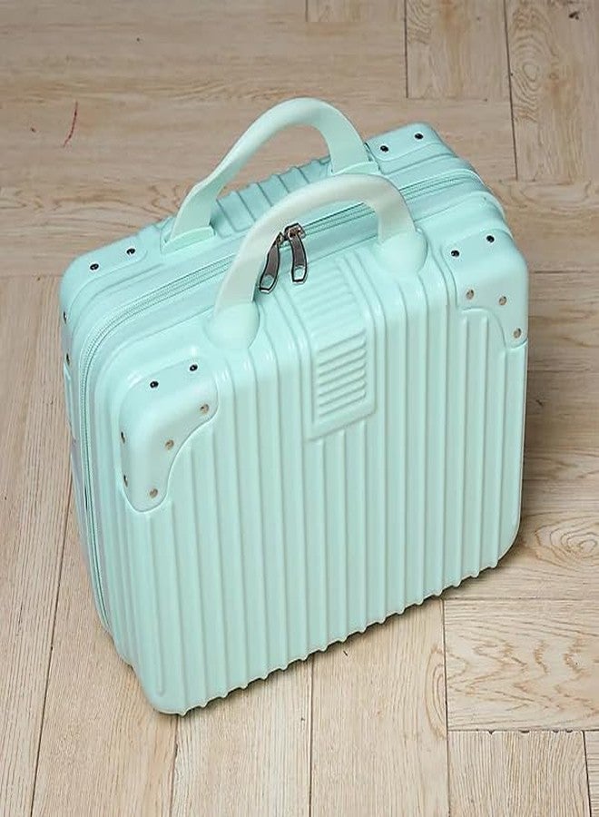 Proxin 14 Inch Portable Hard Shell Cosmetic Bag Travel Case Suitcase with Elastic Band Small Travel Luggage, Retro ABS Carrying Suitcase for Women Girls (Blue) - Image 5