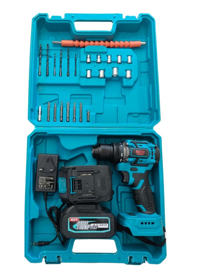 BOSS BOSS 118V Cordless Drill Machine with 2 Batteries & Fast Charger – High Power, LED Light, Variable Speed  - Image 4