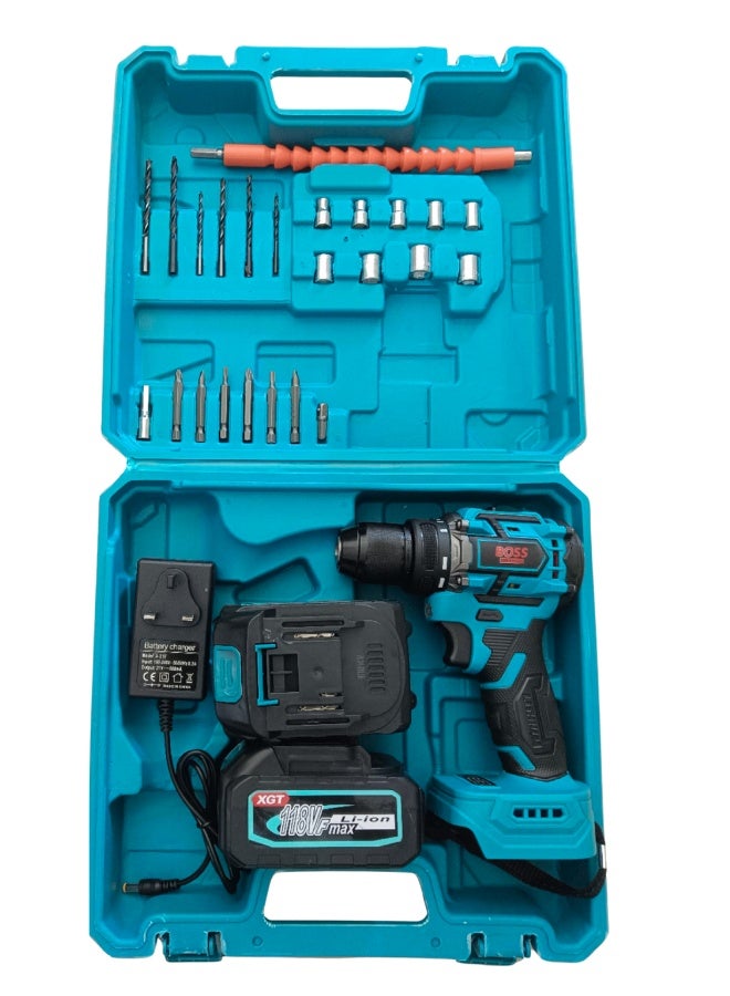 BOSS BOSS 118V Cordless Drill Machine with 2 Batteries & Fast Charger – High Power, LED Light, Variable Speed - Image 2