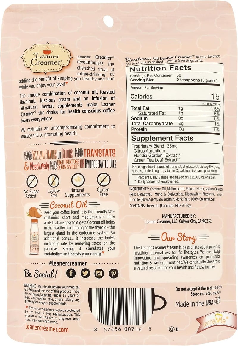Leaner Creamer Hazelnut Coconut Oil Coffee Creamer - Image 2
