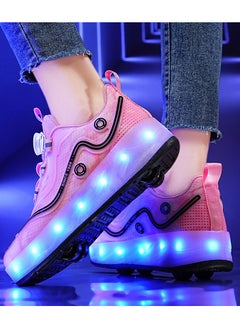 LITTLE ROCKZ حذاء رياضي بإضاءة فلاش LED بعجلة مزدوجة، حذاء رياضي لامع أنيق مع نعل لايتنينج  - Image 4