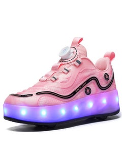 LITTLE ROCKZ حذاء رياضي بإضاءة فلاش LED بعجلة مزدوجة، حذاء رياضي لامع أنيق مع نعل لايتنينج  - Image 2