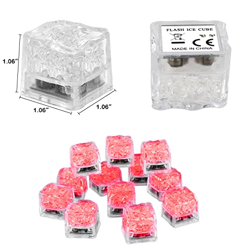 Nonley Light Up Ice Cubes for Drinks, 12 PCS Red LED Ice Cubes Liquid Activated, Glow in The Dark Waterproof, Ideal for Home Bar Supplies Summer Party Wedding Decor - Image 3