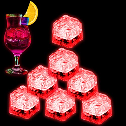 Nonley Light Up Ice Cubes for Drinks, 12 PCS Red LED Ice Cubes Liquid Activated, Glow in The Dark Waterproof, Ideal for Home Bar Supplies Summer Party Wedding Decor - Image 1