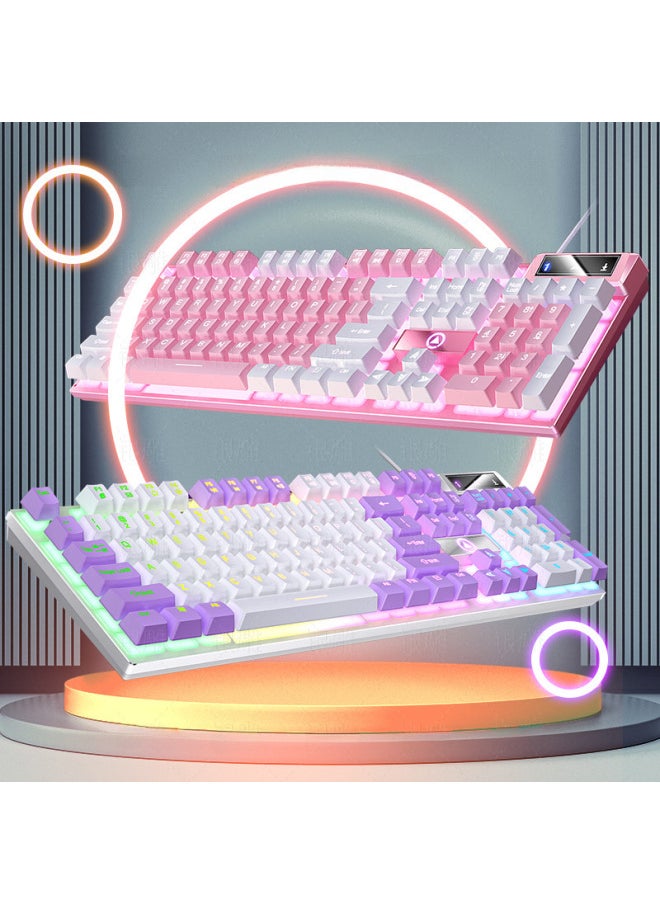 Generic Digital Computer Keyboard 104 Keys Usb Interface For Gaming Office-Color:Purple-white Light  - Image 2