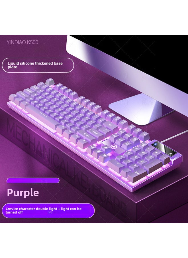 Generic Digital Computer Keyboard 104 Keys Usb Interface For Gaming Office-Color:Purple-white Light  - Image 1