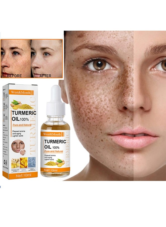 West&Month Turmeric oil 100%, Dark Spot Correcting Serum for Face, Reduces Hyperpigmentation,Antil Aging Linghten Spots Age Spots, Sun Spots and Improves Skin Tone for Women and Men of All Skin Types 10ML  - Image 1