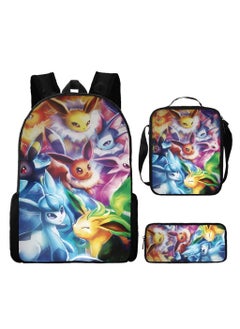 Pikachu New Cartoon Anime Student Backpack Three-Piece Set 29*42*16cm 
