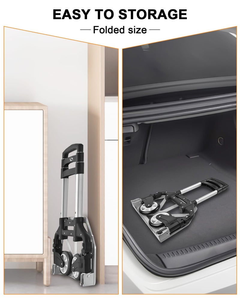 SERVOMASTER Folding Hand Truck, Dolly Cart with Wheels Foldable, Lightweight Aluminum Luggage Cart Portable Collapsible Trolly for Utility Cart, Hand Trucks for Moving Travel Shopping Airport Office - Image 5