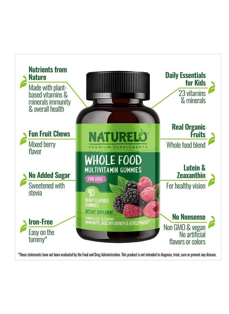 NATURELO - Whole Food Multivitamin Gummies - For Kids Formulated to Support Immunity, Health Growth and Development - 90 Berry Flavoured Gummies - Dietary Supplement - Image 1