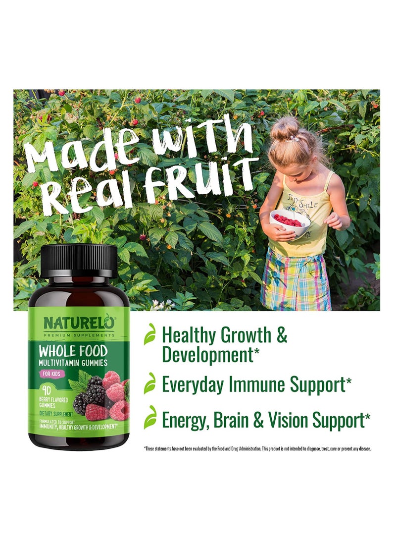 NATURELO - Whole Food Multivitamin Gummies - For Kids Formulated to Support Immunity, Health Growth and Development - 90 Berry Flavoured Gummies - Dietary Supplement - Image 1