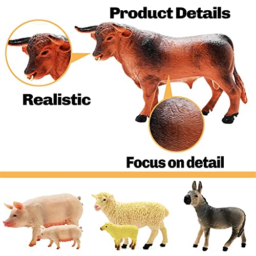 Kimicare 3 Pack Farm Toy Tractor with 40pcs Plastic Farm Animals Figurines and Fence Farm Playset, Farm Figures Farmer Vehicle Toy Truck with Trailer for 3-12 Years Old Kids Boys Girls Toddlers - Image 4