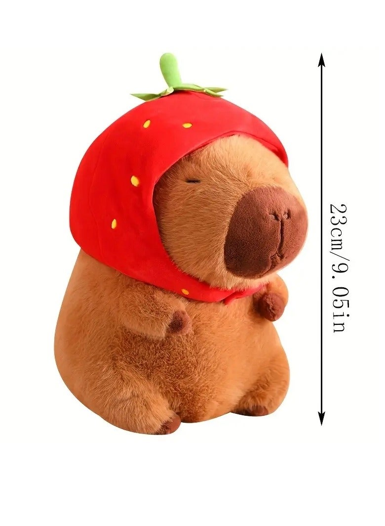 Gonice Capybara Wearing Strawberry Headbands Plush Toy Simulation Anime Toy Cute Doll Stuffed Animals Soft Doll  - Image 5