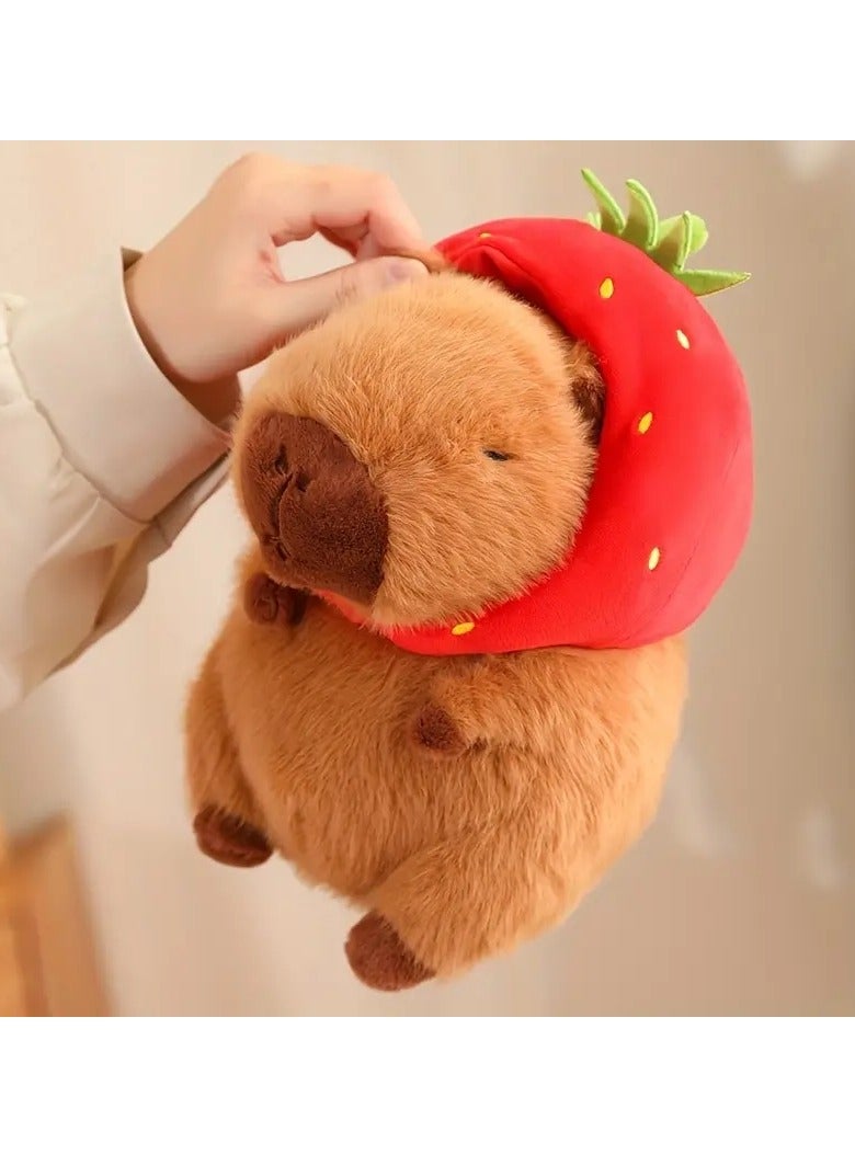 Gonice Capybara Wearing Strawberry Headbands Plush Toy Simulation Anime Toy Cute Doll Stuffed Animals Soft Doll  - Image 2