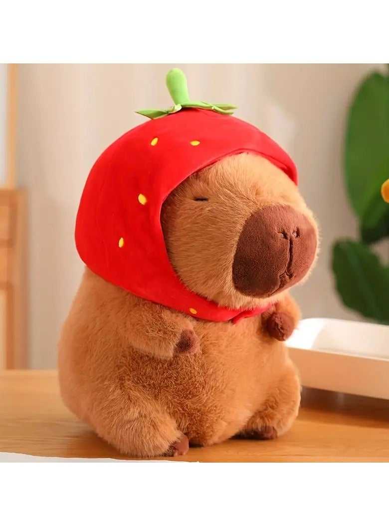 Gonice Capybara Wearing Strawberry Headbands Plush Toy Simulation Anime Toy Cute Doll Stuffed Animals Soft Doll  - Image 3