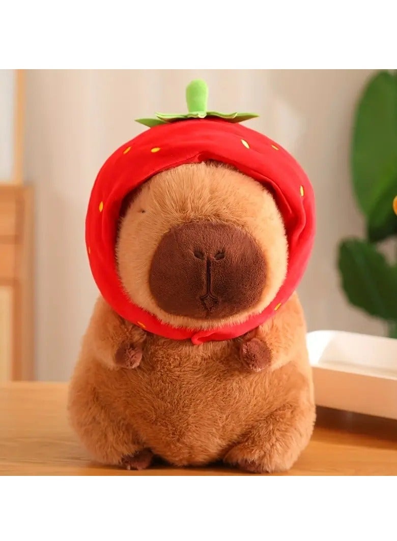 Gonice Capybara Wearing Strawberry Headbands Plush Toy Simulation Anime Toy Cute Doll Stuffed Animals Soft Doll  - Image 4