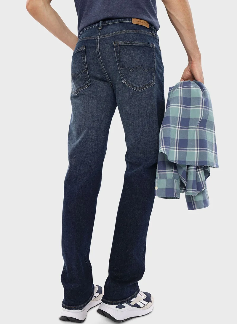 American Eagle Airflex+ Mid Wash Straight Fit Jeans