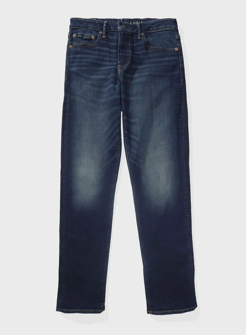 American Eagle Airflex+ Mid Wash Straight Fit Jeans