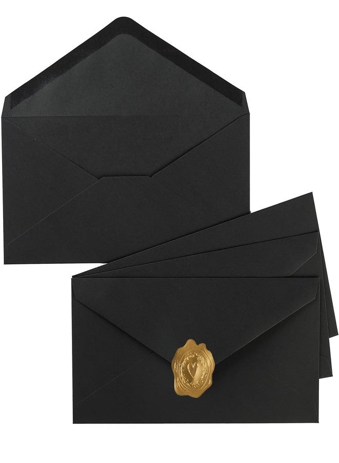 Wishop 50 Pack Black #10 Business Envelopes Standard V Flap Invoices Envelopes for Office Checks, Business Letterhead, Letter Mailing 4.13 x 9.49 Inches (Black) - Image 1