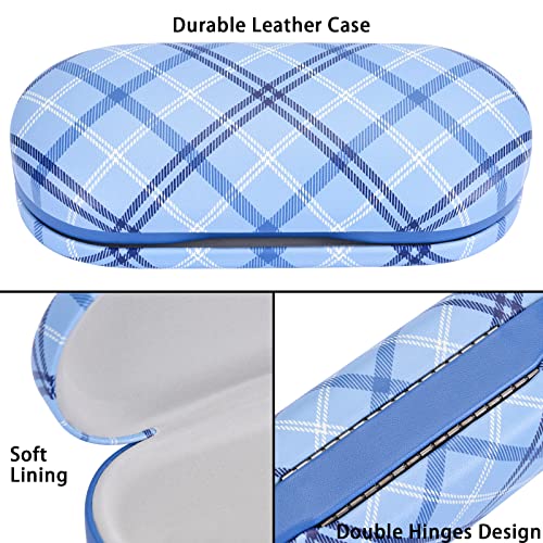 Muf 2 in 1 Contact Lens Case and Glasses Case, Double Sided Design with Mirror, Portable Travel Kit with Tweezer, Remover and Solution Bottle, Blue Plaid - Image 3