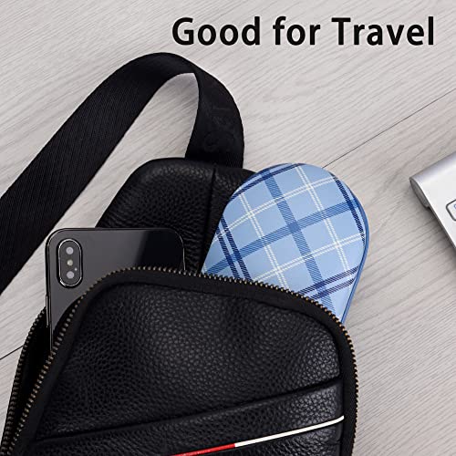 Muf 2 in 1 Contact Lens Case and Glasses Case, Double Sided Design with Mirror, Portable Travel Kit with Tweezer, Remover and Solution Bottle, Blue Plaid - Image 5