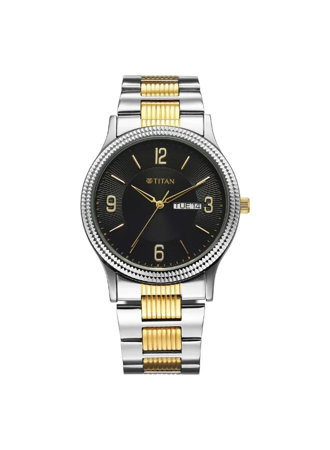 تيتان Men Analog Display Watch With Silver Gold Stainless Steel Strap - 1650BM04