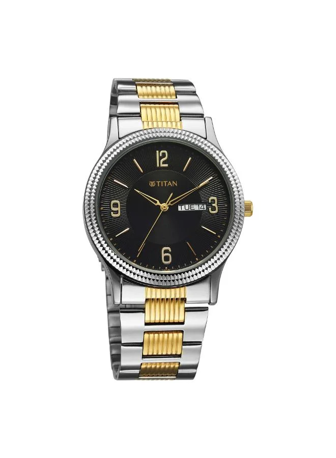 تيتان Men Analog Display Watch With Silver Gold Stainless Steel Strap - 1650BM04