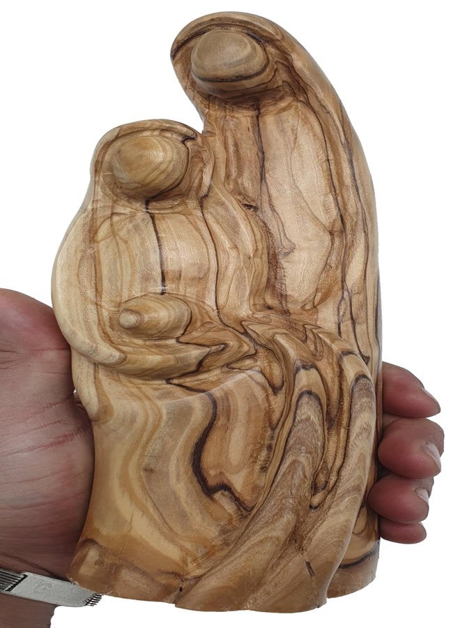 Zuluf Hand-Carved Large Olive Wood Holy Family Statue 10" – Nativity Scene with Mary, Joseph & Baby Jesus – Wooden Christmas Figurines for Catholic Home or Religious Display - Image 2
