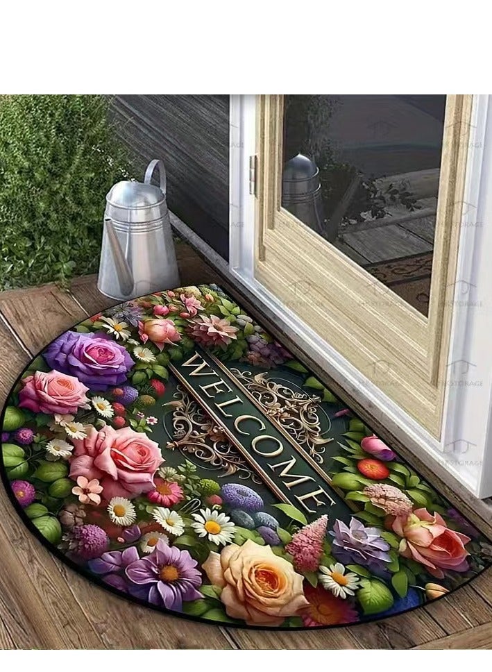 Half circular Door Mat Welcome Mat Front Door Mat Outdoor for Home Entrance Outdoor Mat for Outside Entry Way Doormat Entry Rugs - Image 1