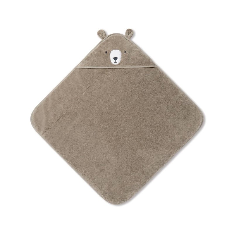 MORI Baby Hooded Bath Towel with Bear Design in Taupe - Unisex Soft Cotton Wrap Cloth for Infants and Newborns - 30 x 30â€ - Image 3
