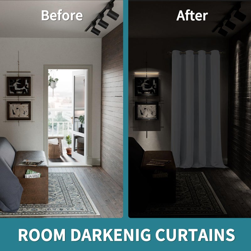 BGment Room Darkening Curtain 95 Inch Length for Living Room  Floor Length Sun Blocking Curtain Grommet Privacy Thermal Insulation Window Drape for Bedroom  1 Panel  52 x 95 Inch  Greyish White - Image 3