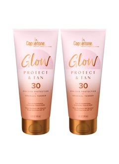 Oppertone Glow Protect And Tan Sunscreen Lotion + Gradual Self Tanner Spf 30 Sunscreen 5 Fl Oz Tube Pack Of 2