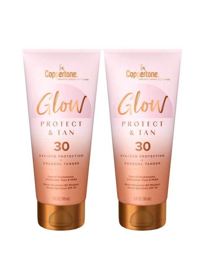 Coppertone - Oppertone Glow Protect And Tan Sunscreen Lotion + Gradual Self Tanner Spf 30 Sunscreen 5 Fl Oz Tube Pack Of 2 - Image 1