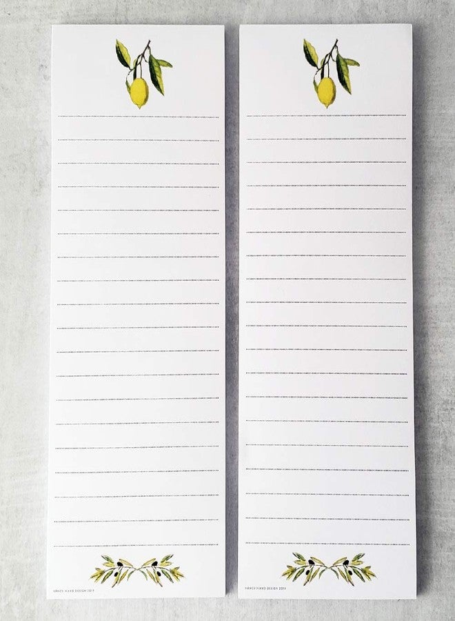 Nancy Nikko Lemon and Olive Branch Refrigerator Notepads - Set of 2 Pads - Image 1