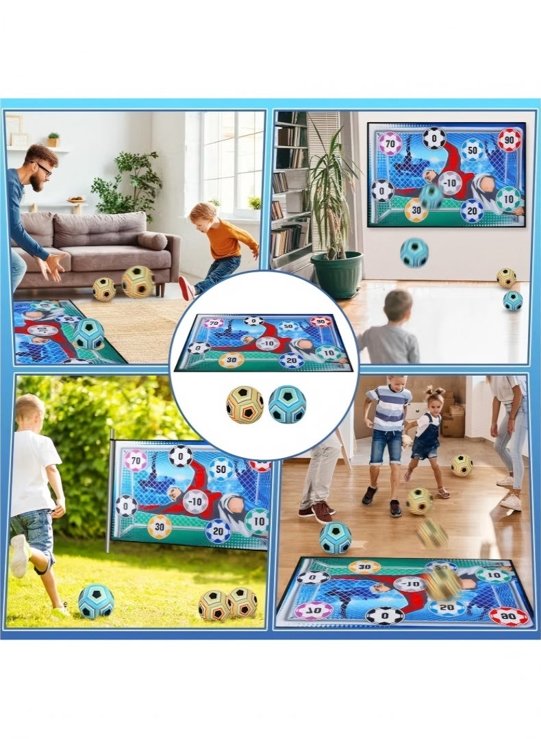 JUNYOUK Kids Soccer Ball, Outdoor Soccer Ball Game for Kids and Adults, Soccer Ball Set with 1 Flannel Soccer Goal, 2 Soccer Balls, 4 Sticky Hooks, 4 Black Ribbons and 2 Ground Stakes - Image 3