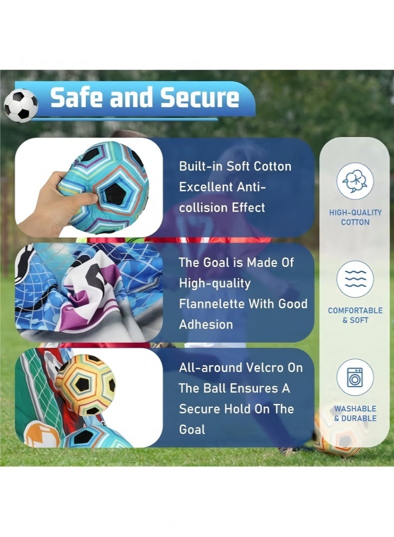 JUNYOUK Kids Soccer Ball, Outdoor Soccer Ball Game for Kids and Adults, Soccer Ball Set with 1 Flannel Soccer Goal, 2 Soccer Balls, 4 Sticky Hooks, 4 Black Ribbons and 2 Ground Stakes - Image 5
