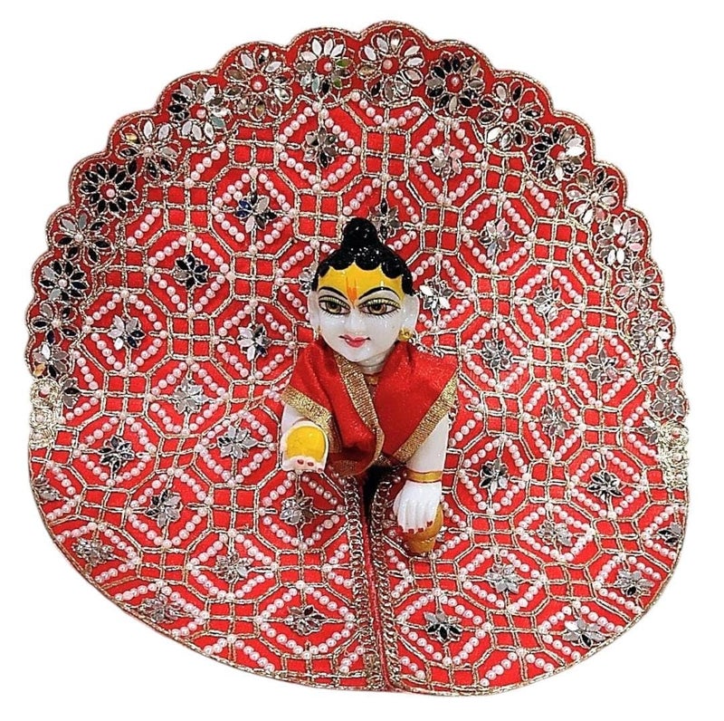 Partish Laddu Gopal Dress Size 1 l Ladoo Gopal Dress l Kanha Ji Dress |Thakur Ji Poshak Size 0 1 2 3 4 5 6 (Red & Yellow) - Image 4