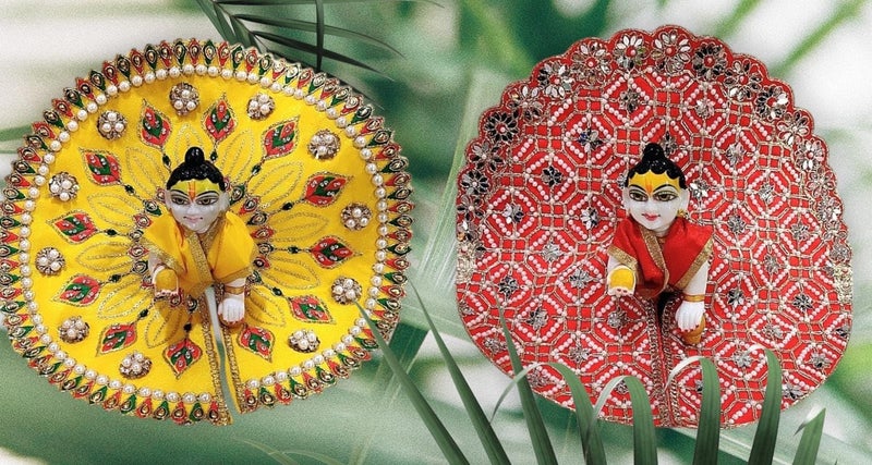 Partish Laddu Gopal Dress Size 1 l Ladoo Gopal Dress l Kanha Ji Dress |Thakur Ji Poshak Size 0 1 2 3 4 5 6 (Red & Yellow) - Image 1