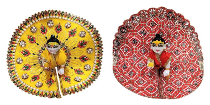 Partish Laddu Gopal Dress Size 1 l Ladoo Gopal Dress l Kanha Ji Dress |Thakur Ji Poshak Size 0 1 2 3 4 5 6 (Red & Yellow) - Image 2