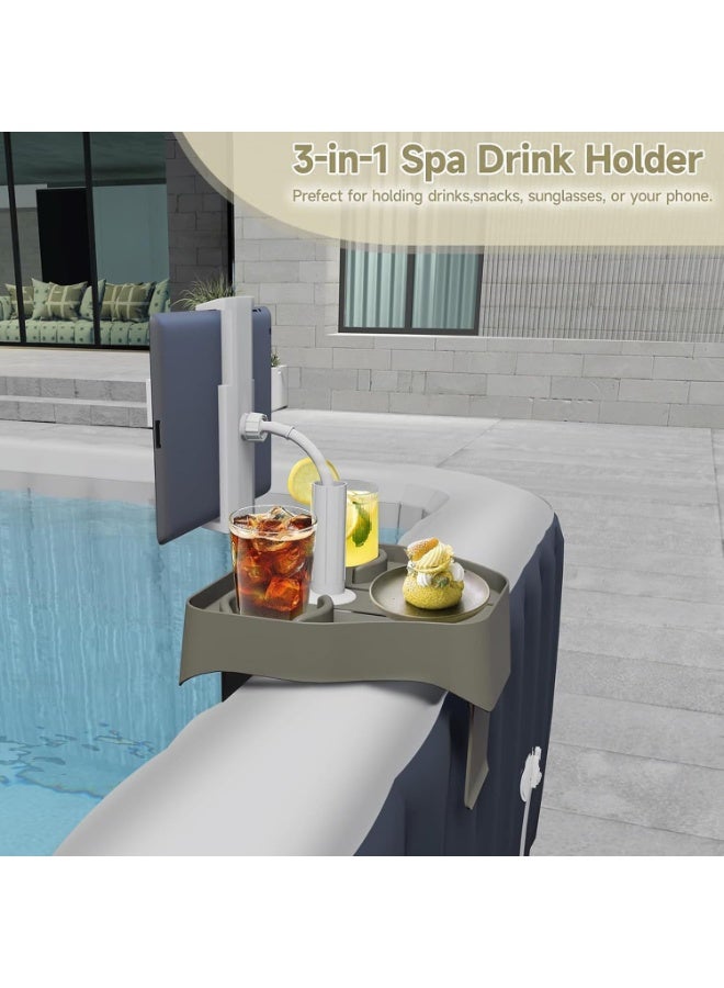 HOMESTAR 3-In-1 Tray Table With Cup Holder & Phone Stand - Adjustable Hot Tub Caddy For Outdoor Inflatable Pool And Spa - Essential Adult Spa Accessory With Drink Holder For Ultimate Relaxation, Essential Hot Tub Accessory For Adults - Image 5