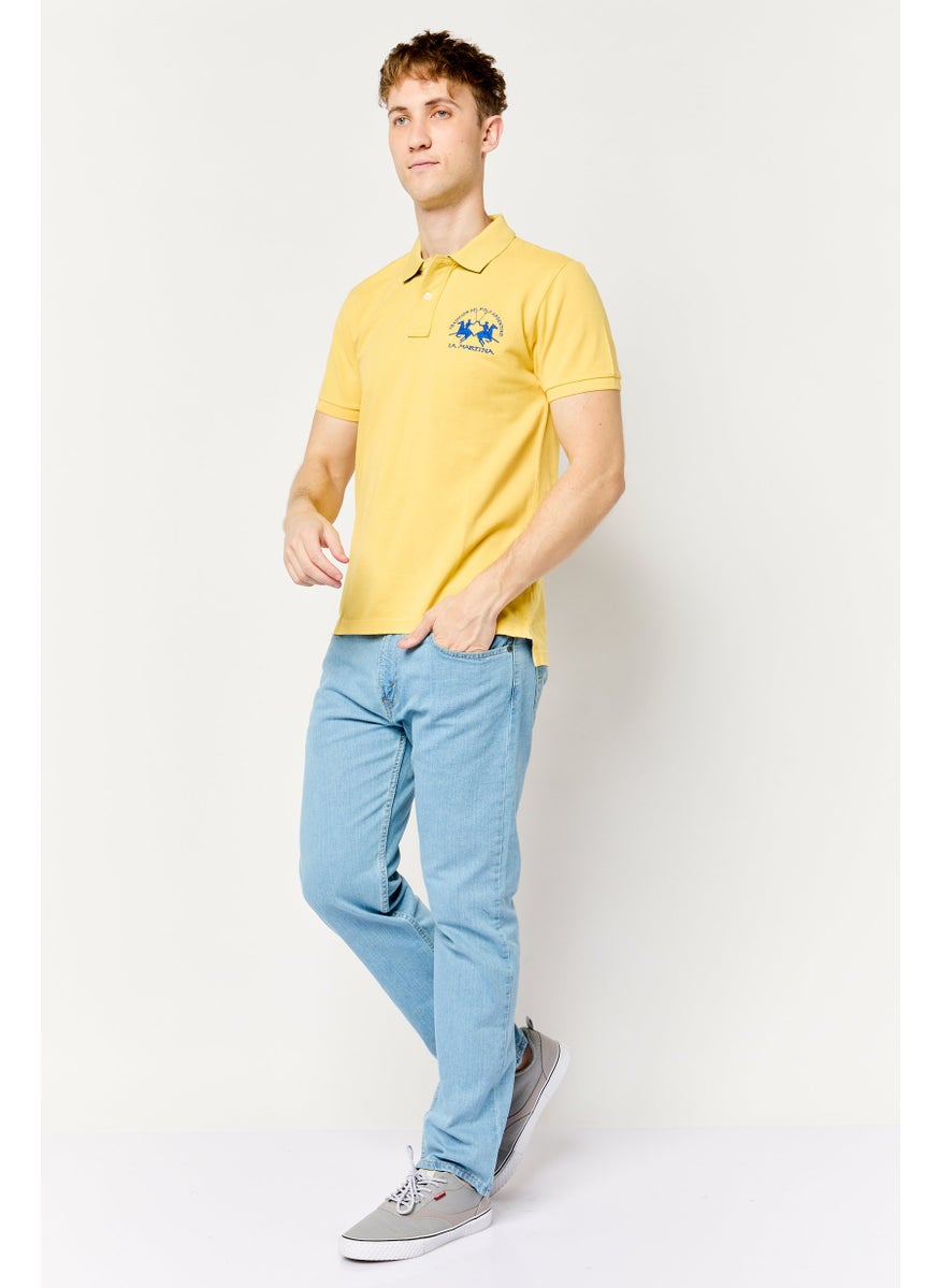 La Martina Men Regular Fit Embroidered Logo Short Sleeves Polo Shirt, Yellow  - Image 2