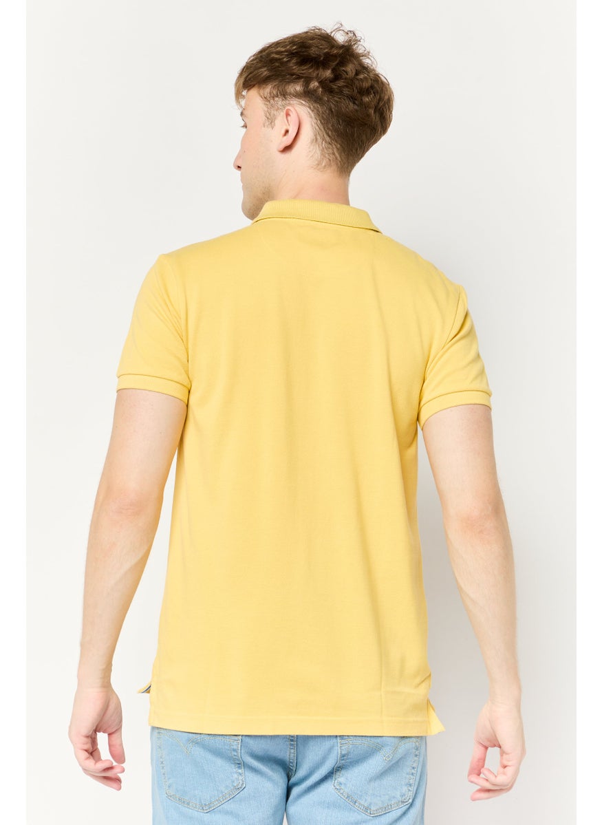 La Martina Men Regular Fit Embroidered Logo Short Sleeves Polo Shirt, Yellow  - Image 4