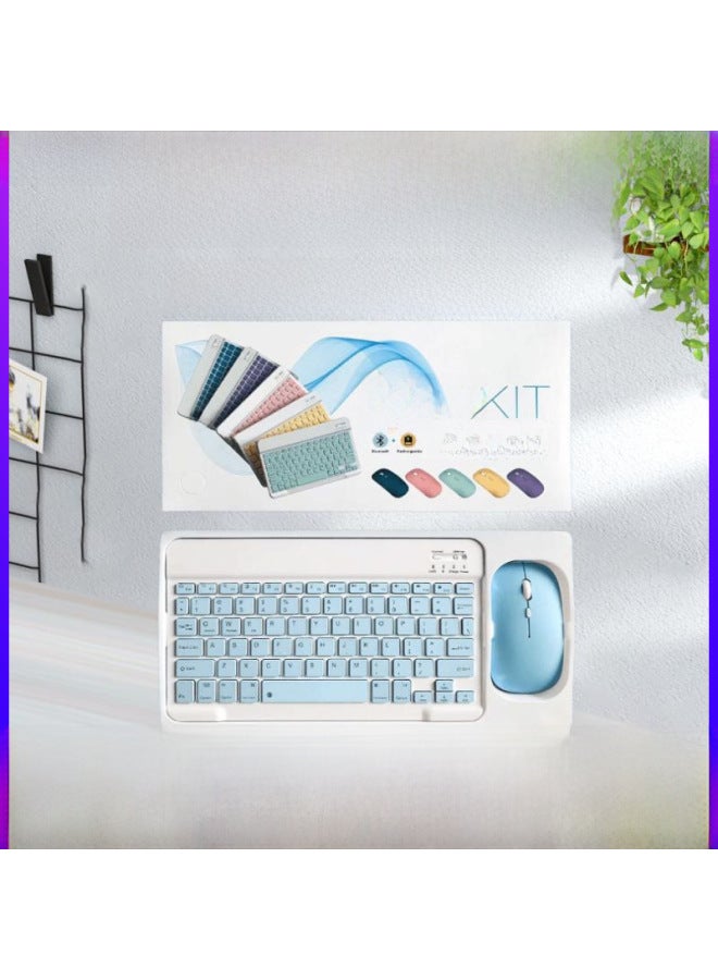 Bluetooth Keyboard For IPad For Xiaomi For Huawei Mobile Phone Tablet Universal Charging Wireless Keyboard Mouse Suit Wholesale-Color:10 Inch Bluetooth Keyboard/single-mode Mouse (battery) + Box: Purple - Image 2