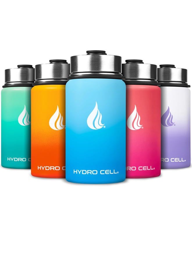 HYDRO CELL Stainless Steel Insulated Water Bottle with Straw - For Cold & Hot Drinks - Metal Vacuum Flask with Screw Cap and Modern Leakproof Sport Thermos for Adults (Sky/Blue 14oz) - Image 1