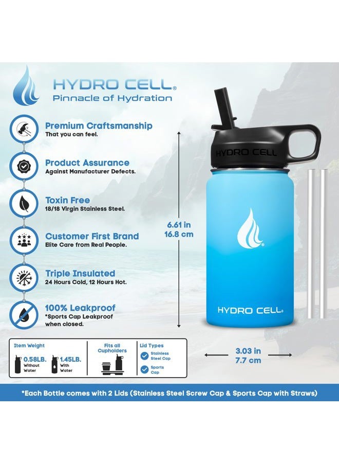 HYDRO CELL Stainless Steel Insulated Water Bottle with Straw - For Cold & Hot Drinks - Metal Vacuum Flask with Screw Cap and Modern Leakproof Sport Thermos for Adults (Sky/Blue 14oz) - Image 4