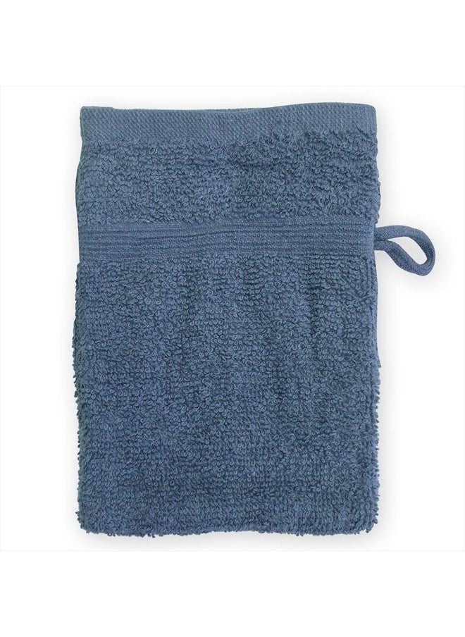 Homewear - High Rise Stripe 6 Pack 6 x 8.5 Wash Mitt Set, Low Twist, Highly Absorbent, Gentle Hand and Face Cloth, European Style with Loop, Indigo - Image 1