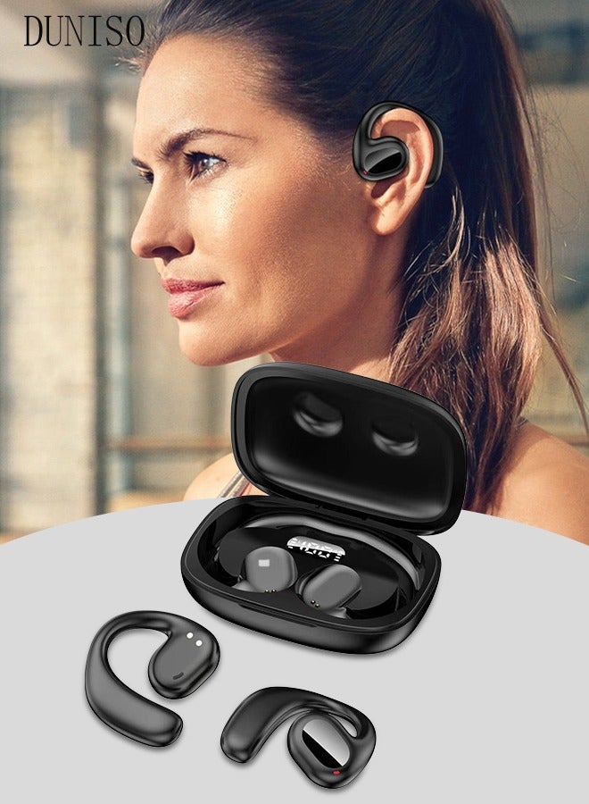 DUNISO Bluetooth Headphones Wireless Earbuds 10hrs Playtime Wireless Charging Case Digital Display Sports Ear buds with Earhook Premium Deep Bass IPX7 Waterproof Over-Ear Earphones for TV Phone Laptop - Image 1